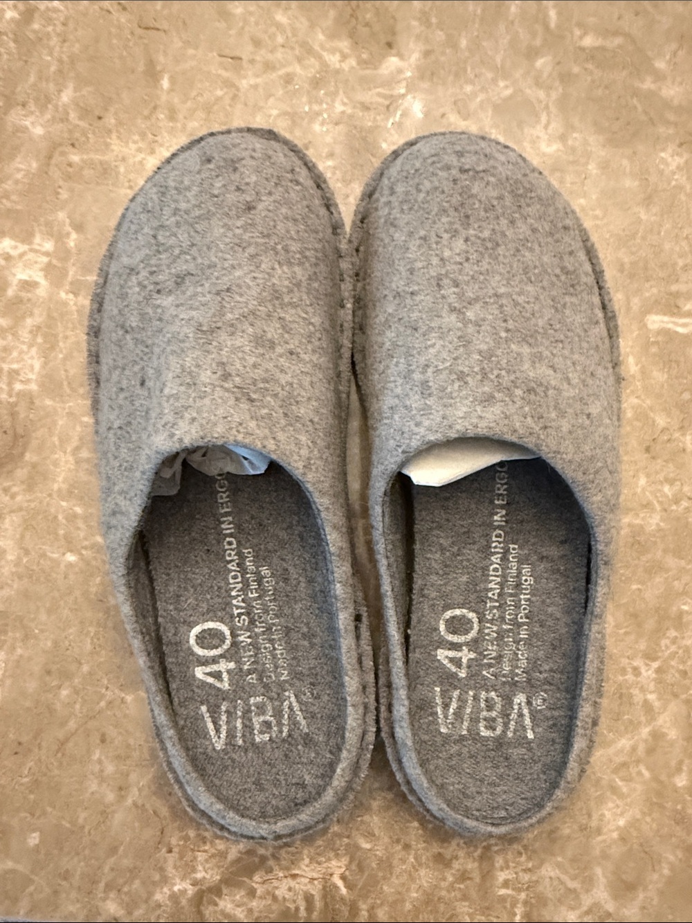 VIBA Women's Gray Wool Felt Mules - Size 40